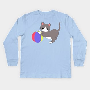 Cat and Ball Kids Long Sleeve T-Shirt